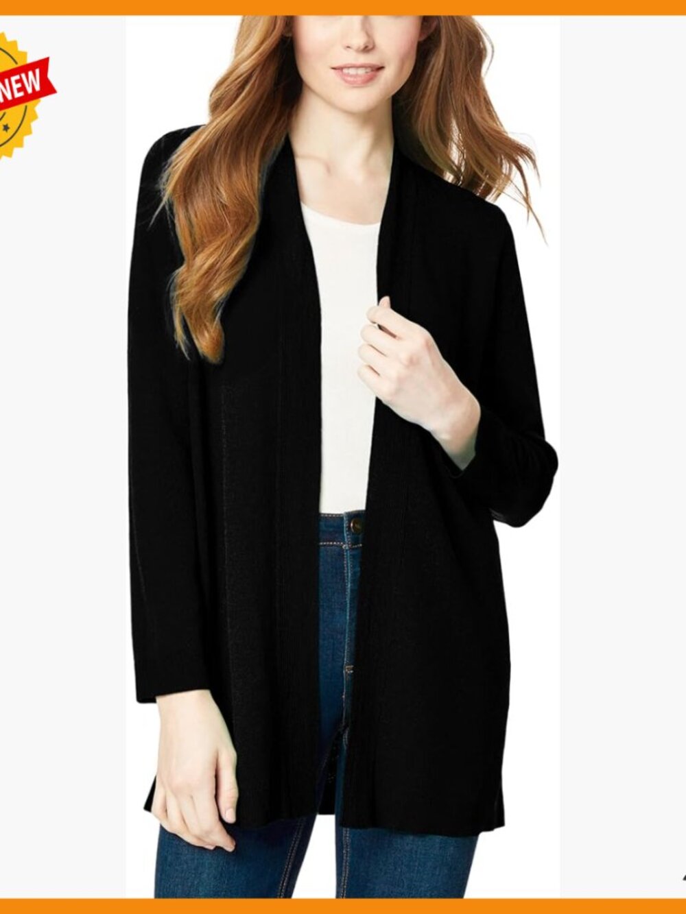 Open Front Cardigan with Novelty Placket, 33" Length, Cozy Knit